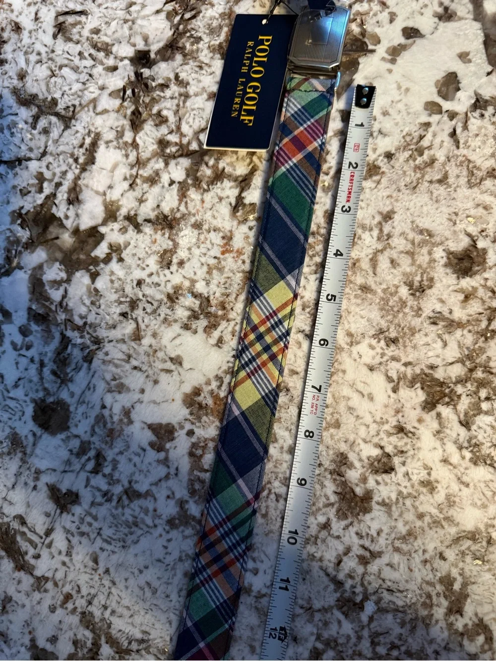 Polo Golf Ralph Lauren Men's Plaid Golf Belt Size 42 NWT Multicolor Leather